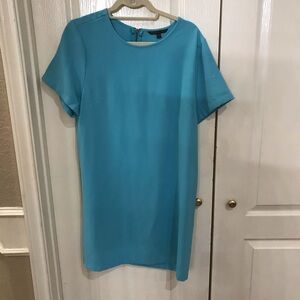 Blue short sleeve back neck zip dress
